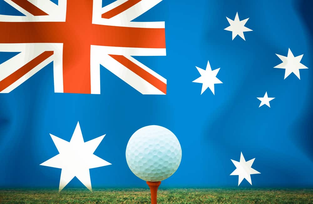 Golf ball Australia vintage color.